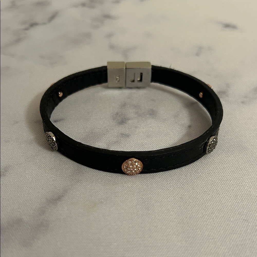 Judith Jack Black Slender Leather Bracelet